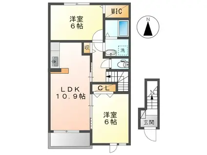 カルム・プロムナード III(2LDK/2階)の間取り写真