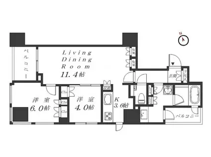 インプレストタワー芝浦エアレジデンス(2LDK/7階)の間取り写真