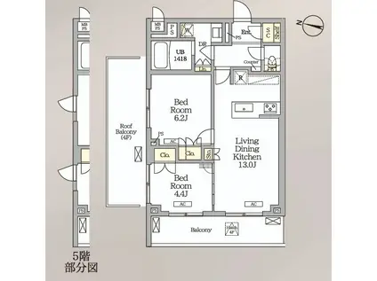ミレーネ滝野川(2LDK/5階)の間取り写真