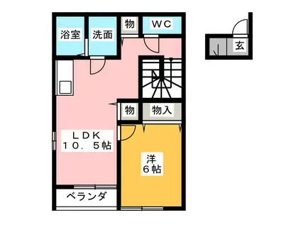 ツインシティー大池 B棟(1LDK/2階)の間取り写真