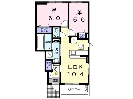 メゾンブランシュII(2LDK/1階)の間取り写真