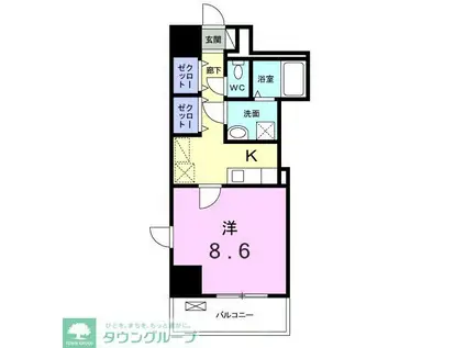 スカイネッツ百合丘(1K/6階)の間取り写真