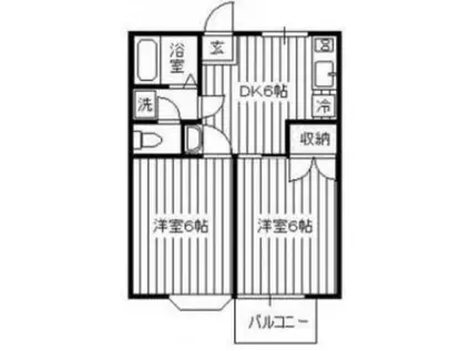 ルネ小手指(2DK/1階)の間取り写真