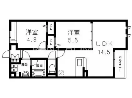 カシータ・ソル(2LDK/2階)の間取り写真