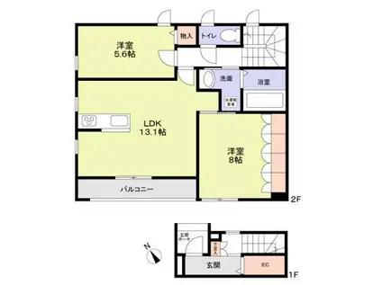 フォレスト ルーチェ(2LDK/2階)の間取り写真