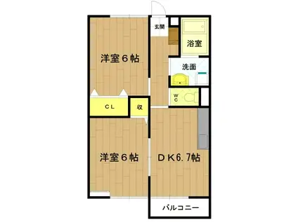 ハイツビレッジコート(2DK/1階)の間取り写真