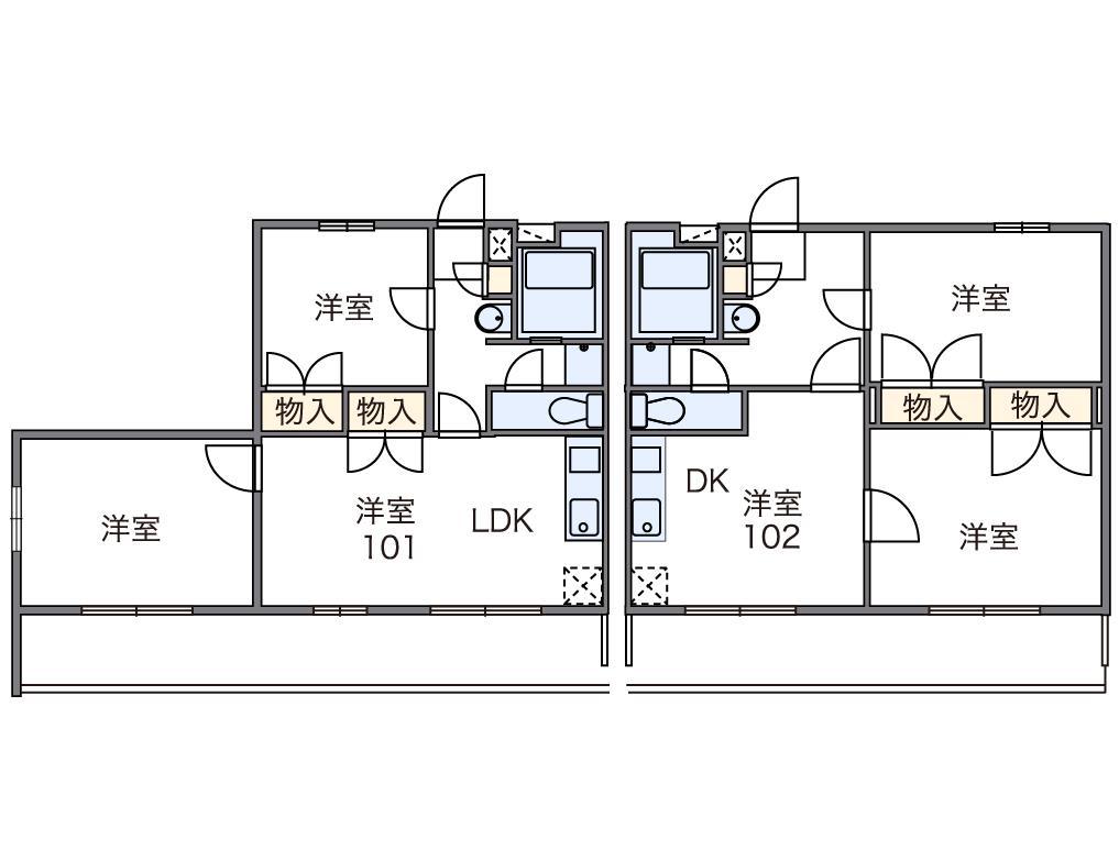 レオパレス翼III(2DK/2階)の間取り写真