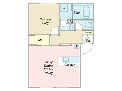 国分町ヴィラKY(1LDK/3階)の間取り写真