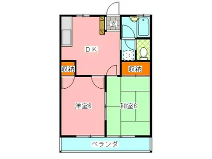 ジルエットヴィラ日比(2DK/2階)の間取り写真