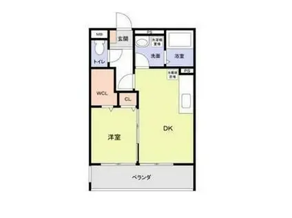 プレミアムスイート狭山駅前(1DK/1階)の間取り写真