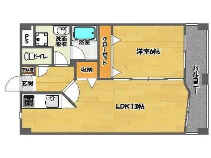 ハイアート(1LDK/4階)の間取り写真