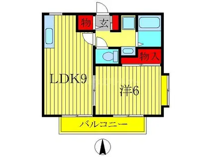 コーポ・ポディウムA(1LDK/2階)の間取り写真