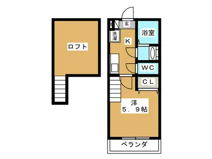 CASAG(1K/2階)の間取り写真