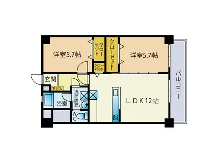 勝栄ビル(2LDK/5階)の間取り写真