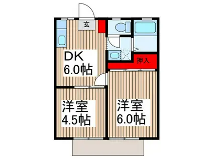 小岩井ハイツ(2DK/1階)の間取り写真