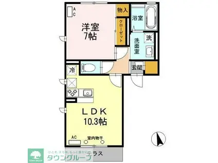 コピス上の原(1LDK/1階)の間取り写真