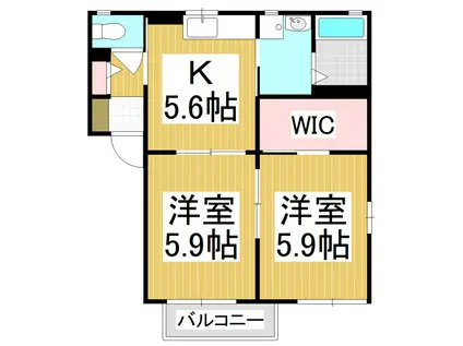 ディアスリングC(2K/2階)の間取り写真