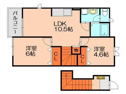 カーサ・フィオーレA(2LDK/2階)の間取り写真