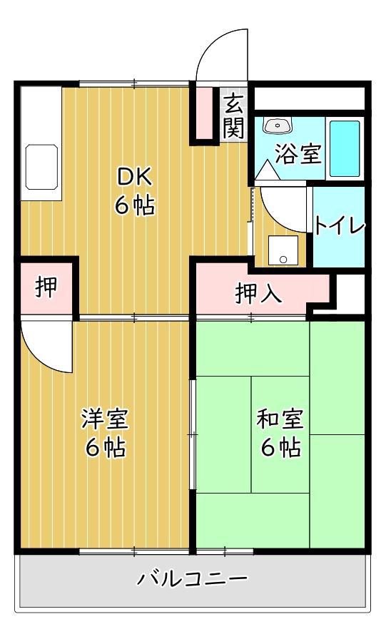 ハイムエアリー(2DK/2階)の間取り写真
