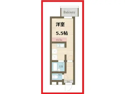 ソラリス(ワンルーム/2階)の間取り写真