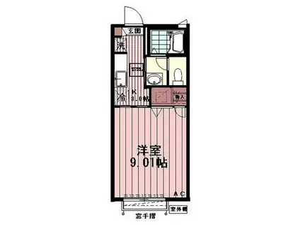 ピースフル向台II(1K/2階)の間取り写真