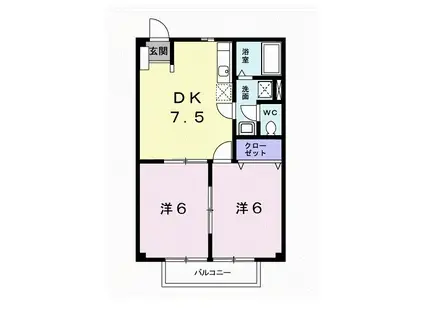 アメニティコーポA(2DK/2階)の間取り写真