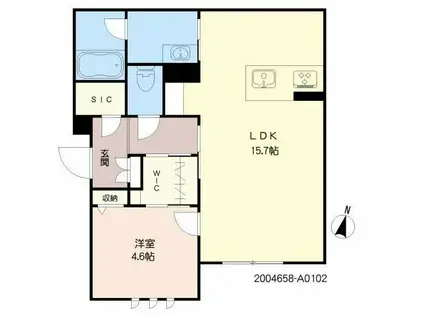 CASA FELICE 水前寺 A(1LDK/1階)の間取り写真