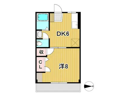 グランディールフジナミ(1DK/2階)の間取り写真