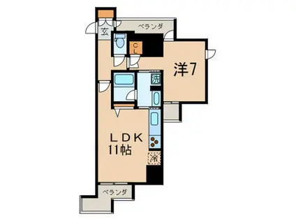 レジディア中延(1LDK/2階)の間取り写真