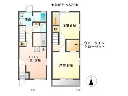 クラージュB(2LDK/1階)の間取り写真