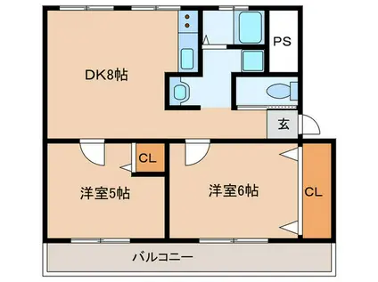 高津橋農住団地 A棟(2DK/5階)の間取り写真