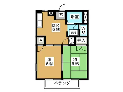 ニューシティ宮前 A棟(2DK/2階)の間取り写真