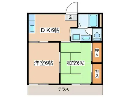 カーサグランメール(2DK/1階)の間取り写真