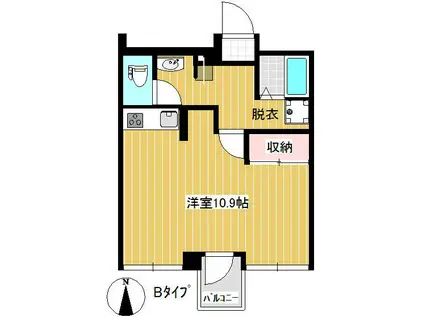 マンションパル(ワンルーム/4階)の間取り写真
