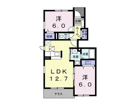 ハピネスコート B(2LDK/1階)の間取り写真