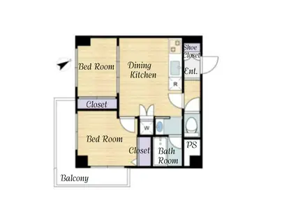 ハイネス西荻窪(2DK/4階)の間取り写真