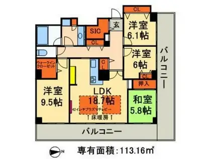 ロイヤルパークスタワー南千住(4LDK/23階)の間取り写真