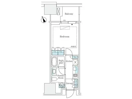 麻布台ヒルズレジデンスB(ワンルーム/11階)の間取り写真