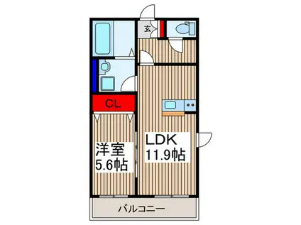 LA LIBELLULE 二本榎(1LDK/1階)の間取り写真