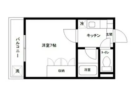 ラ・ヴィアンローズ長柄(2K/2階)の間取り写真