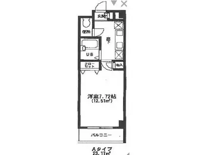 パルテール大久保(1K/2階)の間取り写真