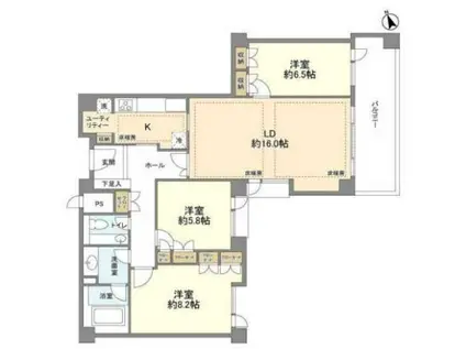 プレステージ浜田山(3LDK/2階)の間取り写真