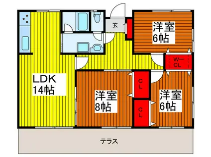 モアヌアオキ(3LDK/2階)の間取り写真