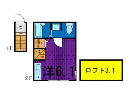 コンフォート若宮(ワンルーム/2階)の間取り写真