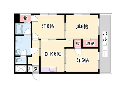 高岡中村コーポパートI(3DK/4階)の間取り写真