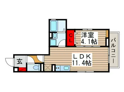 アンリジエール(1LDK/1階)の間取り写真