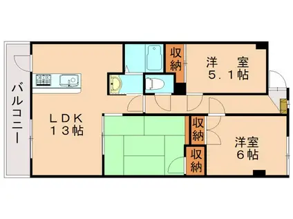 ファミーユ暖(3LDK/2階)の間取り写真