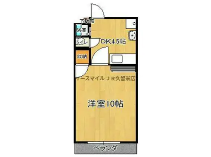 STビルI(1DK/2階)の間取り写真