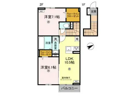 D-ROOMイグ(2LDK/2階)の間取り写真
