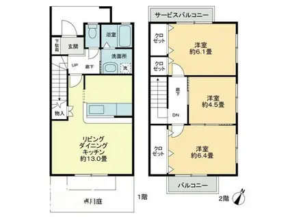 MUSEA八幡B(3LDK/1階)の間取り写真
